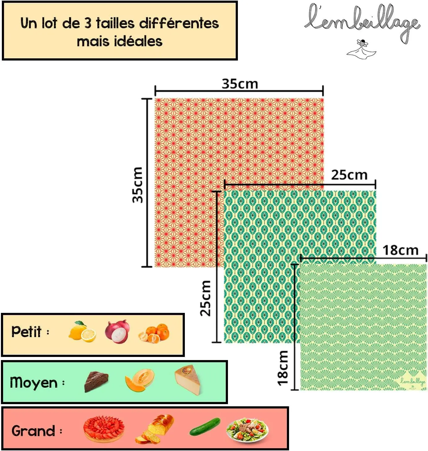 Miniature image article Emballage alimentaire réutilisable en cire d’abeille bio et 100% naturel